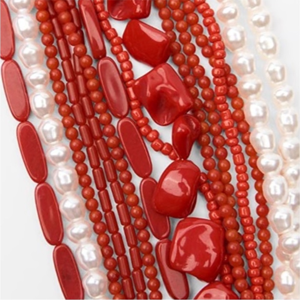 NWT Zara Multi-strand Beaded Necklace with Pearl appliqués - Picture 5 of 7